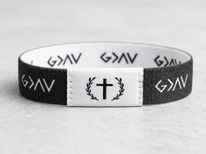 The Midnight bracelet: matte black weave, God is greater than the highs and lows